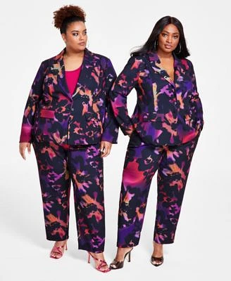 Nina Parker Trendy Plus Size Printed Blazer Pants