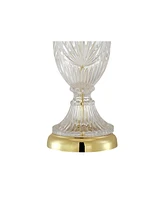 Traditional Style Table Lamp with Table Top Dimmer 26.5" High Cut Glass Urn Brass Metal Cream Fabric Empire Shade Decor for Living Room Bedroom H