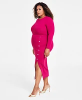 Nina Parker Trendy Plus Rib-Knit Midi Dress