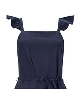 Hope & Henry Women's Organic Flutter Sleeve Knit Flounce Hem Midi Dress