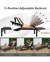 Gymax Set of 2 Aluminum Patio Chaise Lounge Outdoor Adjustable Lounge Chair W/ 6-Position Backrest