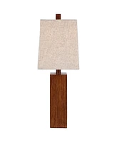 360 Lighting Darryl Modern Accent Table Lamp 23" High Faux Wood Rectangular Block Textured Brown Tan Fabric Shade for Bedroom Living Room House Home B