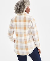 Style & Co Women's Plaid Fleece Quarter-Zip Sweatshirt, Created for Macy's