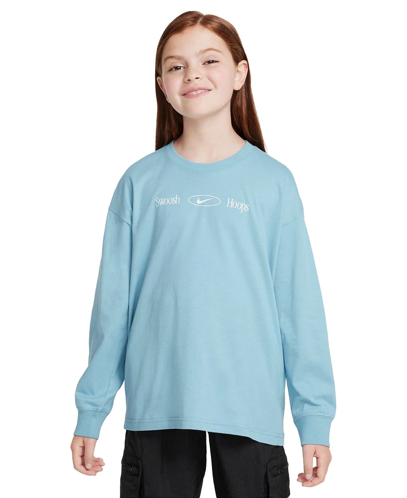 Nike Big Girls Sportswear Cotton Long-Sleeve Boyfriend T-Shirt