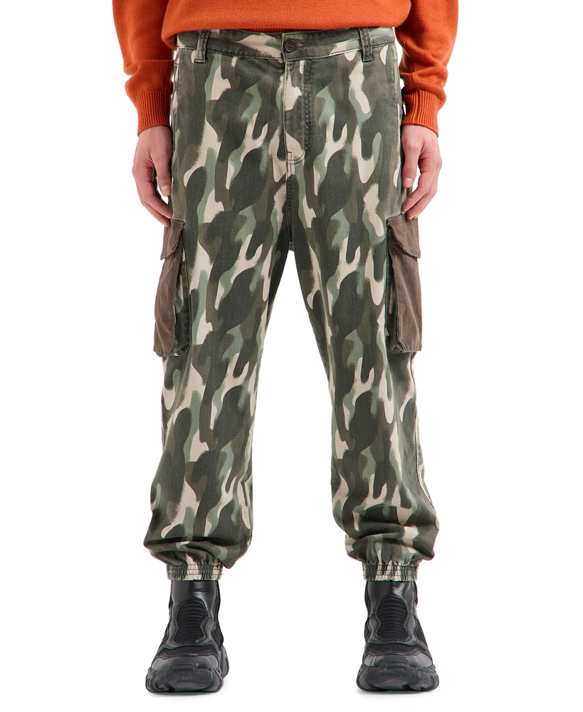 A|X Armani Exchange Men's Tapered Camo-Print Cargo Pants