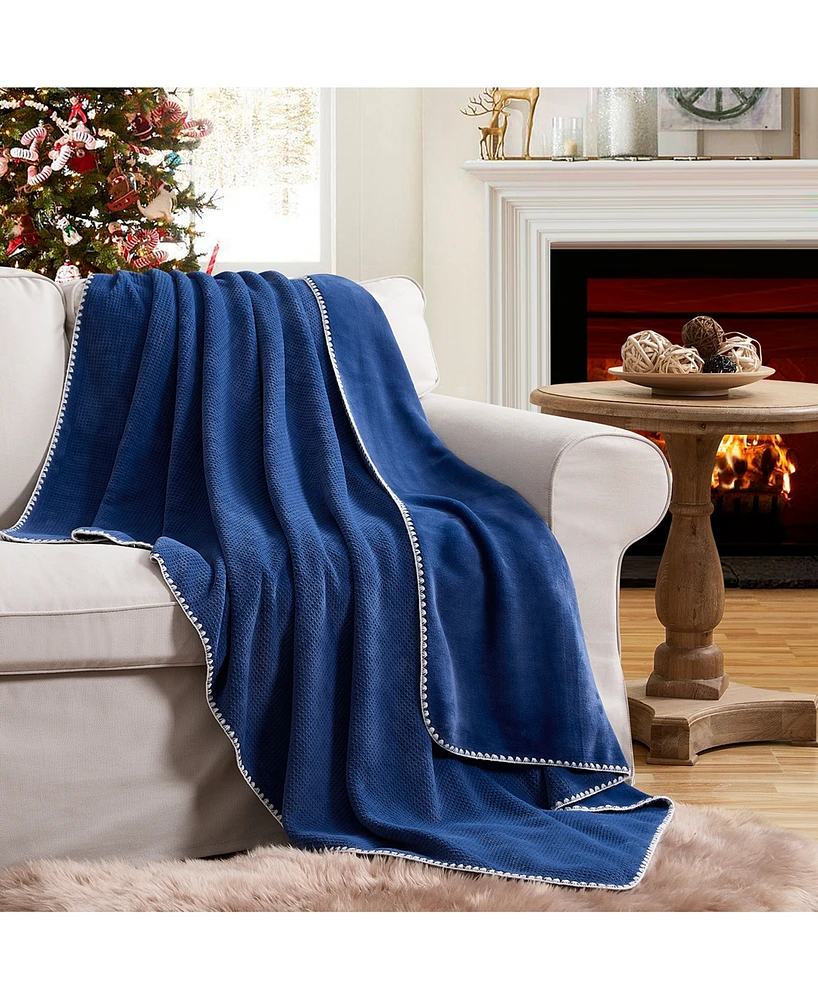 Evergreen Ivy Embossed Waffled Throw Blanket, 50" x 70"