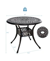 Sugift 36 Inch Patio Round Dining Bistro Table with Umbrella Hole