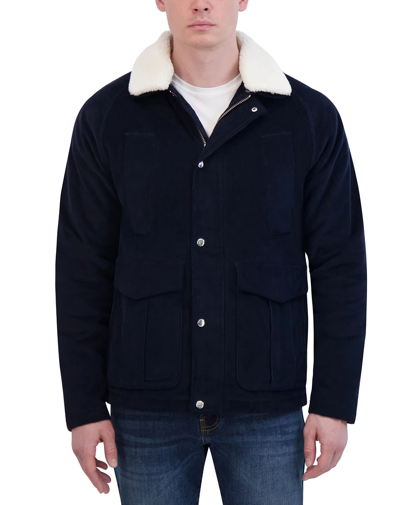 Robert Graham Men's Corduroy Chore Jacket with Sherpa Collar