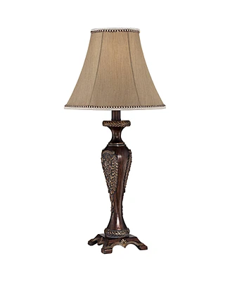 Regency Hill Hanna Traditional Accent Table Lamp 23.5" High Dark Bronze Brown Candlestick Floral Detail Bell Shade Decor for Living Room Bedroom House