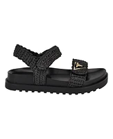 Guess Women's Fabrica Open Toe Slide Footbed Raffia Sandals