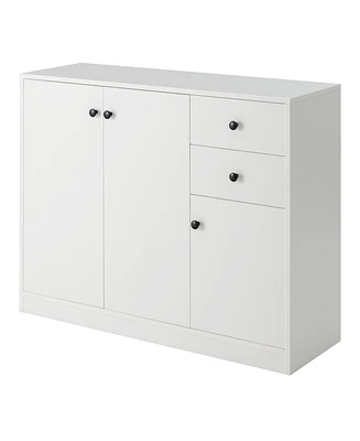 Slickblue Modern Buffet Sideboard with 2 Pull-out Drawers and Adjustable Shelf for Kitchen-White