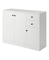 Slickblue Modern Buffet Sideboard with 2 Pull-out Drawers and Adjustable Shelf for Kitchen-White