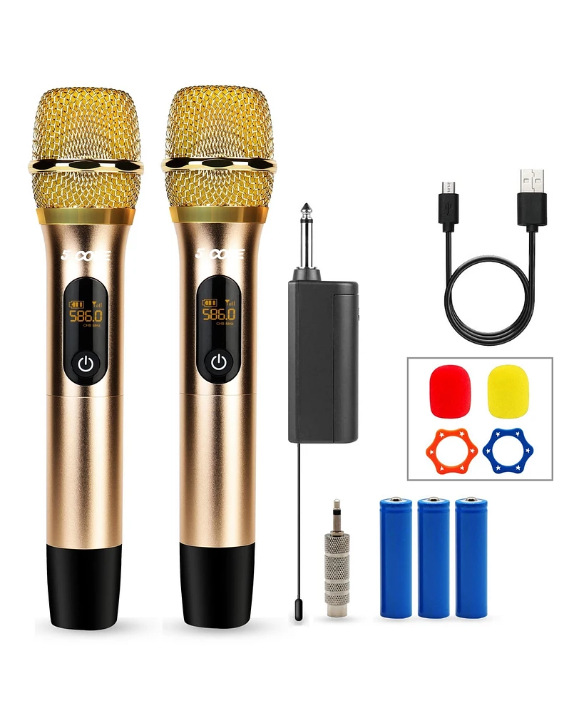 5 Core Wireless Microphones Pair Uhf Professional Handheld Microfonos Inalambricos Dual Cordless Mic System for Karaoke Singing Wedding Dj Party Speec