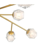 Possini Euro Design Tofay Warm Brushed Brass Sputnik Chandelier Lighting 37 3/4" Wide Modern Dimmable Led Frost Glass Shades 12