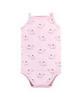 Hudson Baby Baby Girls Cotton Sleeveless Bodysuits, Whaley Cute