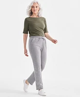 Style & Co Petite Heathered Mid-Rise Pull-On Fleece Pants, Created for Macy's