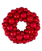 Northlight Red Hot 3-Finish Shatterproof Ball Christmas Wreath