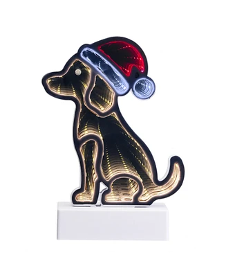 Northlight Led 3D Christmas Dog with Santa Hat Tunnel Light - 8-Inch