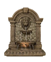 John Timberland Royal Lions Head Mediterranean Outdoor 3 Tiered Wall Water Fountain 51" High with Led Light for Garden Patio Backyard Deck Home Lawn P