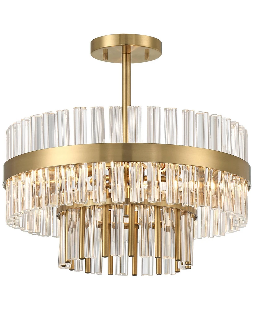 Possini Euro Design Jenna Modern Glam Ceiling Light Semi Flush-Mount Fixture 16" Soft Gold 3-Light 2