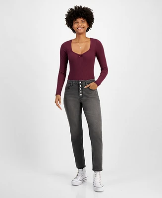 Tinseltown Juniors' High-Rise Straight-Leg Jeans