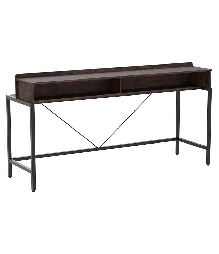 Tribesigns 70.9 Inch Extra Long Sofa Table with Storage, Industrial Table Behind Sofa with Open Shelves, 2