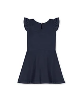 Hope & Henry Girls' Flutter Sleeve Knit Drop Waist Dress Made with Organic Cotton, Toddler