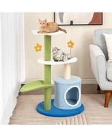Costway 4-Tier Modern Cat Tree Tower Kitten Activity Center with Sisal Scratching Post