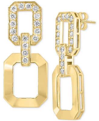 Effy Diamond & Polished Octagon Link Drop Earrings (1-1/4 ct. t.w.) in 14k Gold