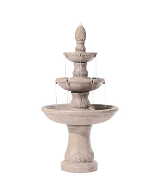 John Timberland Domanico Italian Outdoor Floor Bubbler Fountain and Waterfalls 57" High 3 Tiered Basins Decor for Garden Patio Backyard Deck Home Lawn