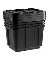 Iris Usa 11.5Gal/46Qt 4 Pack All-Weather Heavy-Duty Stackable Storage Plastic Bin Tote Container with Quick Snap Lid, (20" L x 15" W x 14" H), Black