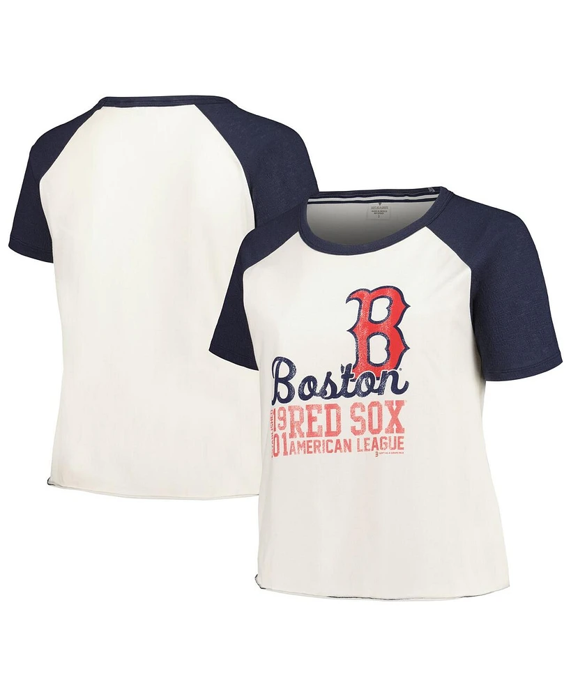 Soft as a Grape Women's White Boston Red Sox Plus Baseball Raglan T-Shirt