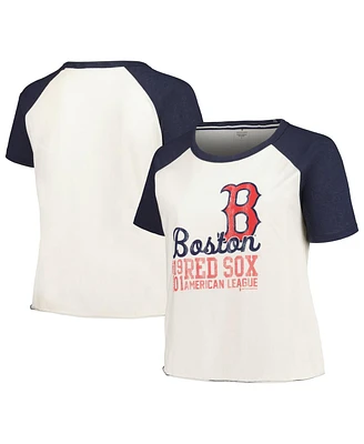 Soft as a Grape Women's White Boston Red Sox Plus Baseball Raglan T-Shirt