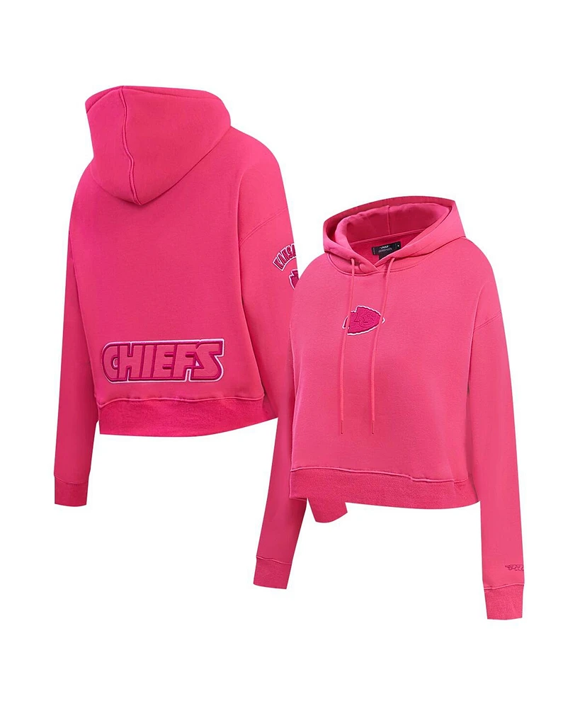 Pro Standard Women's Pink Kansas City Chiefs Triple Cropped Fleece Pullover Hoodie