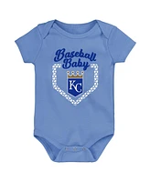 Outerstuff Baby Boys and Girls Royal/Light Blue/Pink Kansas City Royals Baseball Baby 3-Pack Bodysuit Set