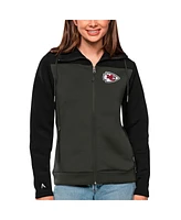 Antigua Women's Black/Charcoal Kansas City Chiefs Protect Full-Zip Jacket