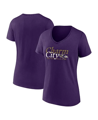 Fanatics Women's Purple Baltimore Ravens Hometown Defensive Stand V-Neck T-Shirt