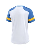 Fanatics Women's White/Powder Blue Los Angeles Chargers Foiled Primary Lace-Up T-Shirt