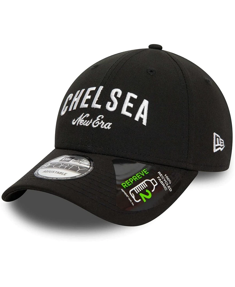 New Era Men's Black Chelsea Wordmark 9FORTY Adjustable Hat