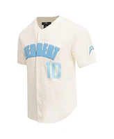 Pro Standard Men's Justin Herbert Cream Los Angeles Chargers Name Number Triple Tonal Button-Up Baseball Jersey