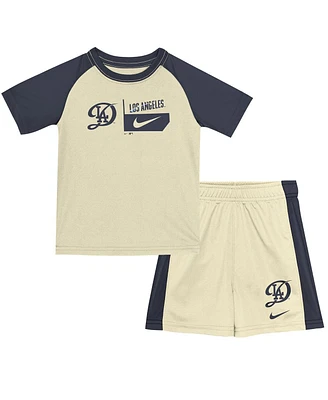 Nike Preschool Cream Los Angeles Dodgers 2024 City Connect T-Shirt Shorts Set