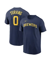 Nike Men's Brice Turang Navy Milwaukee Brewers Name Number T-Shirt