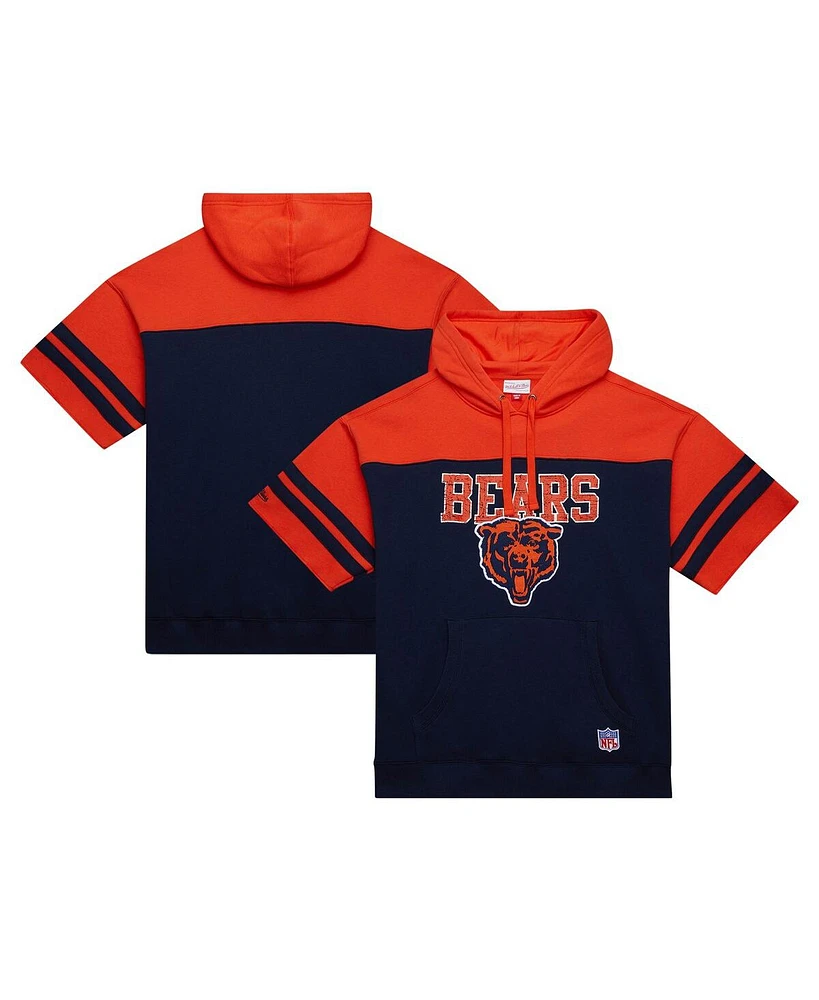 Mitchell & Ness Men's Navy Chicago Bears Off Field Vintage-like Logo Short Sleeve Pullover Hoodie