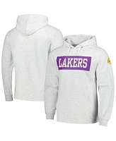 Fanatics Men's Ash Los Angeles Lakers Soft Hand Raglan Tri-Blend Pullover Hoodie