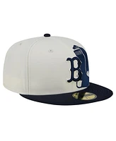 New Era Men's Cream/Navy Boston Red Sox Lonestar 59FIFTY Fitted Hat