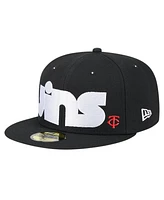 New Era Men's Black Minnesota Twins Checkered Undervisor 59FIFTY Fitted Hat