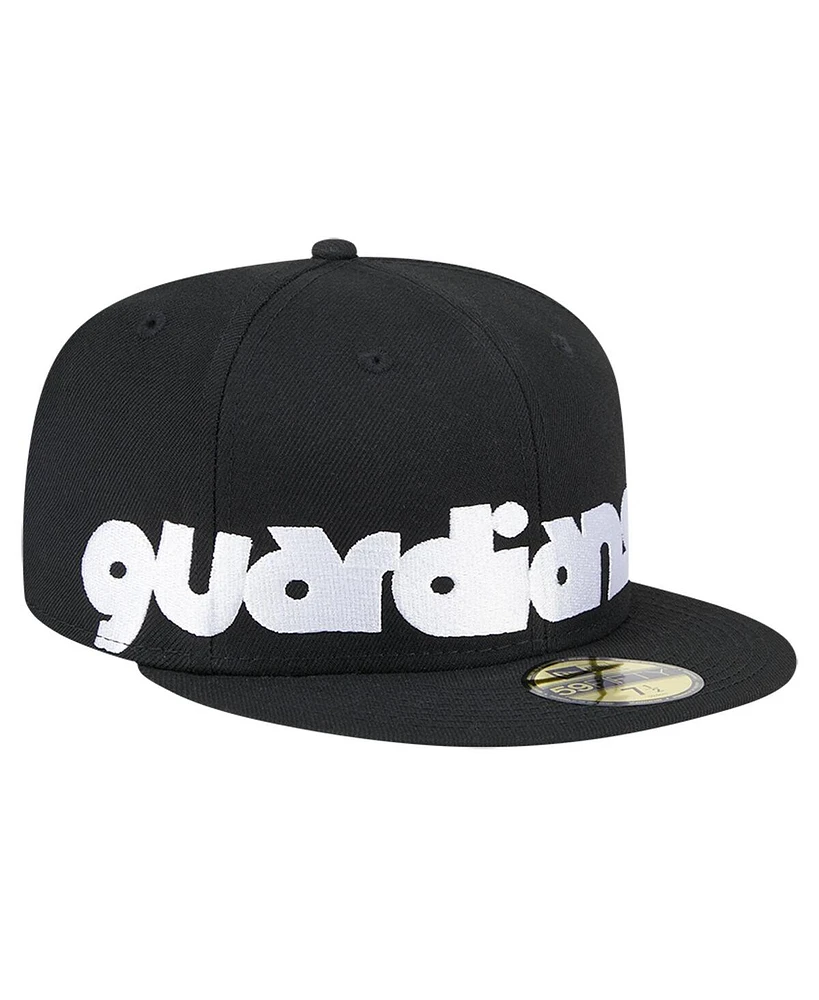 New Era Men's Black Cleveland Guardians Checkered Undervisor 59FIFTY Fitted Hat