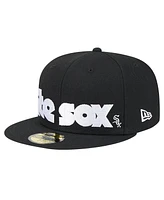 New Era Men's Black Chicago White Sox Checkered Undervisor 59FIFTY Fitted Hat