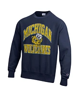 Champion Men's Navy Michigan Wolverines Vault Late Night Reverse Weave Pullover Sweatshirt