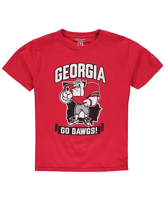 Champion Big Boys and Girls Red Georgia Bulldogs Strong Mascot T-Shirt